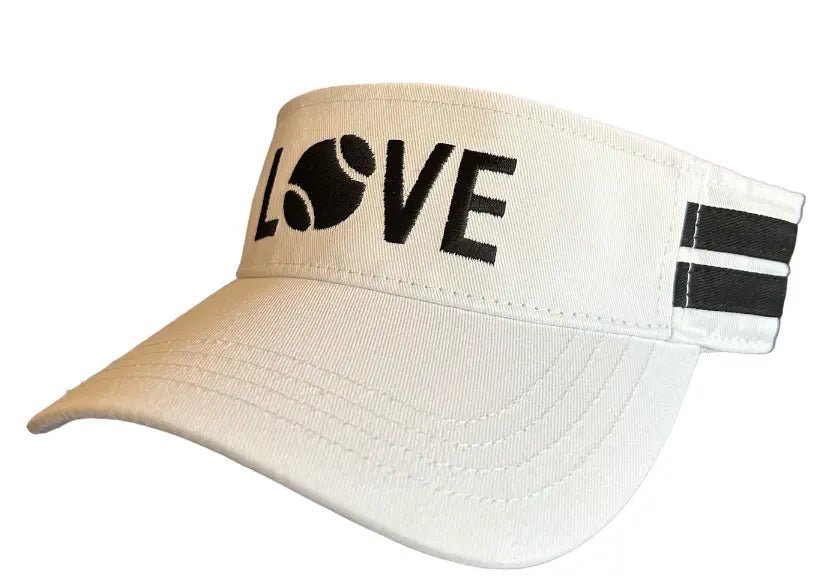 Striped Cotton Canvas LOVE Visor | White with Black LOVE - Hats - Runway Athletics - The Grove