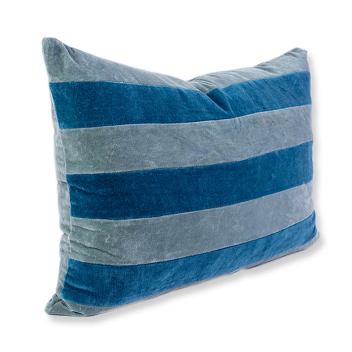 Striped Velvet Lumbar Pillow | Aqua + Peacock - Throw Pillows - Furbish Studio - The Grove