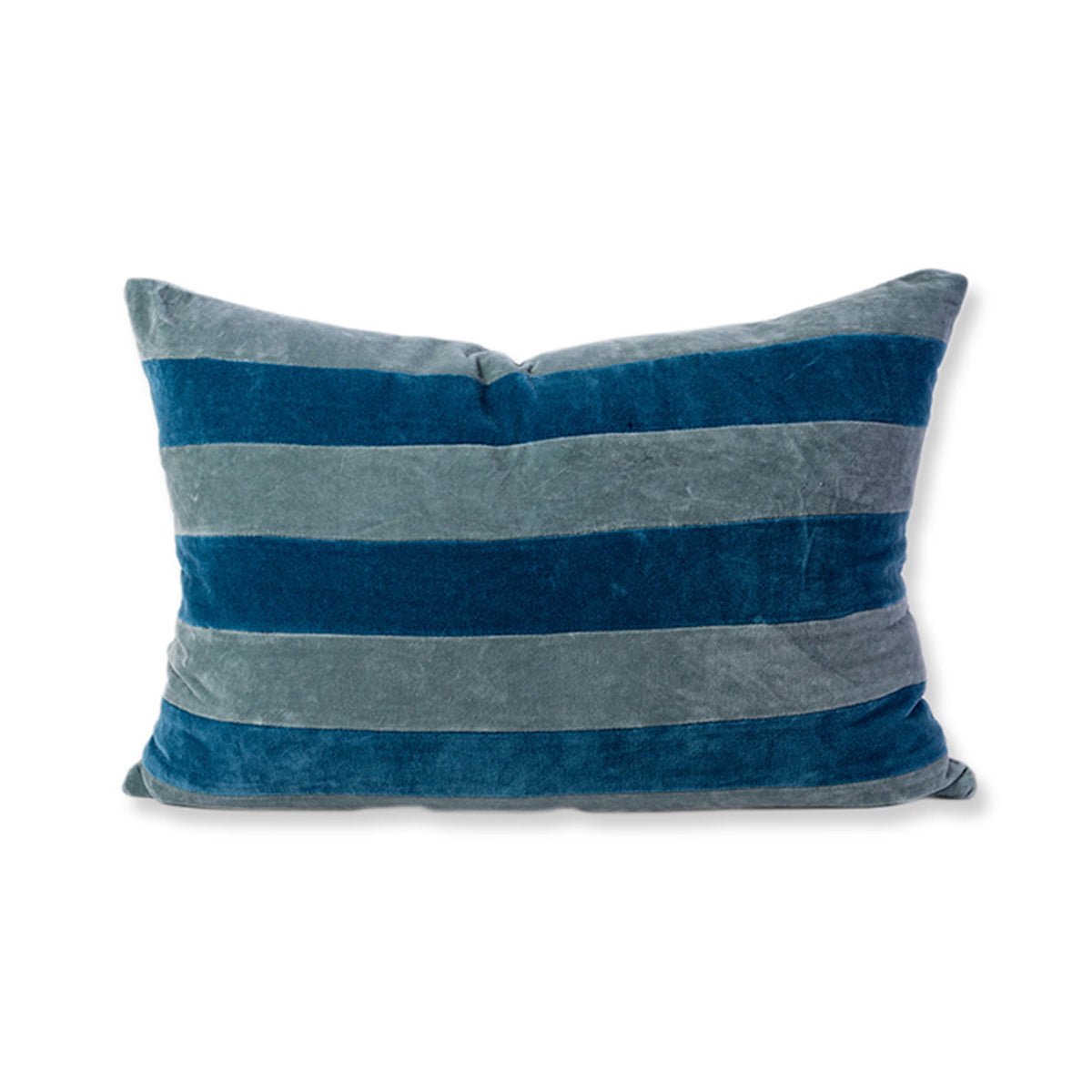 Striped Velvet Lumbar Pillow | Aqua + Peacock - Throw Pillows - Furbish Studio - The Grove