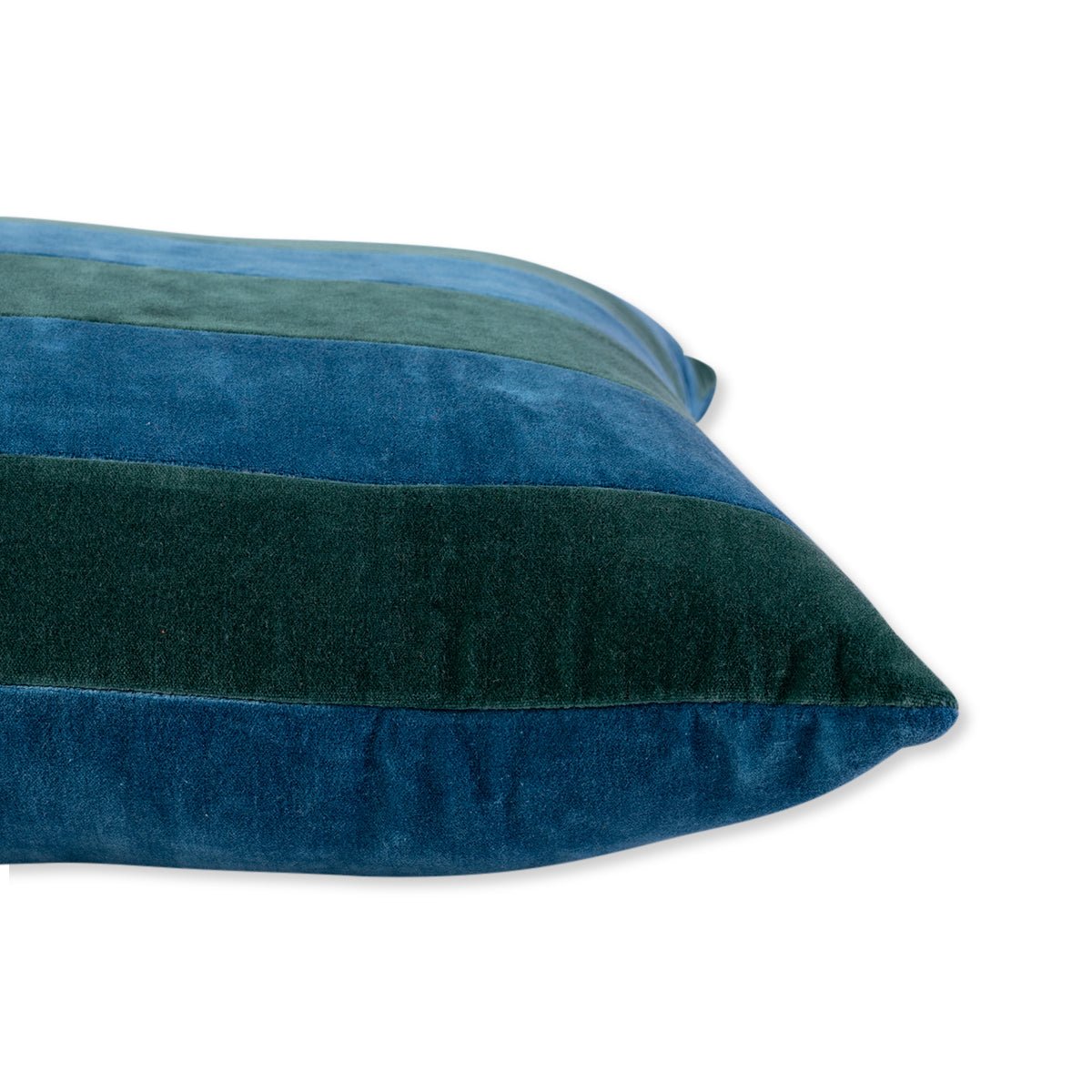 Striped Velvet Lumbar Pillow | Green + Peacock - Throw Pillows - Furbish Studio - The Grove