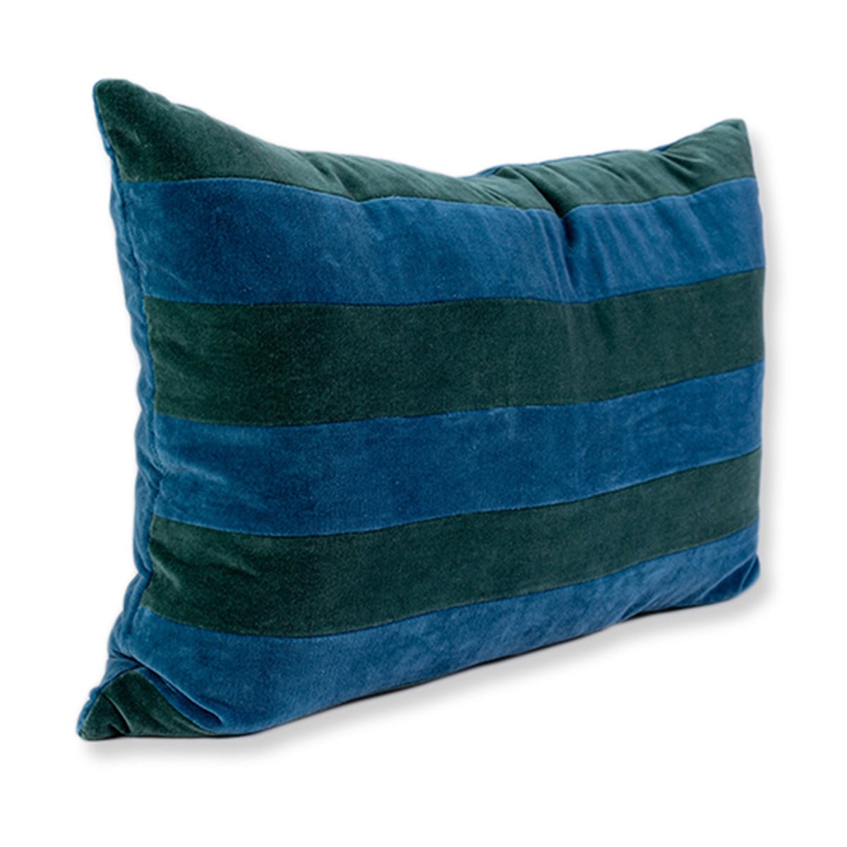 Striped Velvet Lumbar Pillow | Green + Peacock - Throw Pillows - Furbish Studio - The Grove