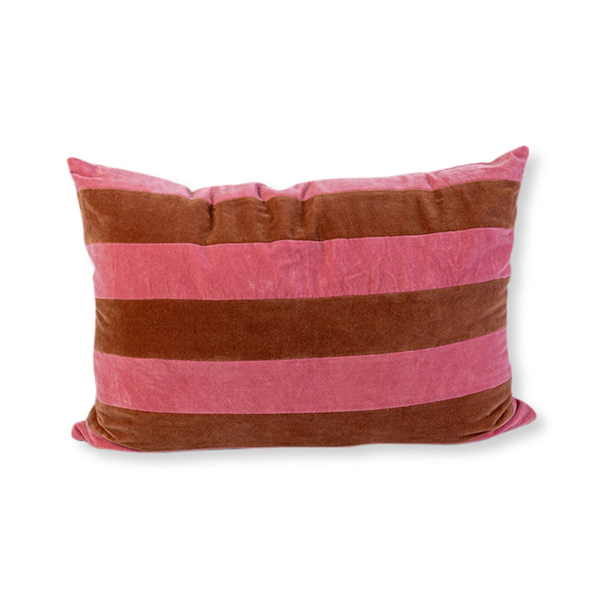 Striped Velvet Lumbar Pillow | Light Pink + Rust - Throw Pillows - Furbish Studio - The Grove