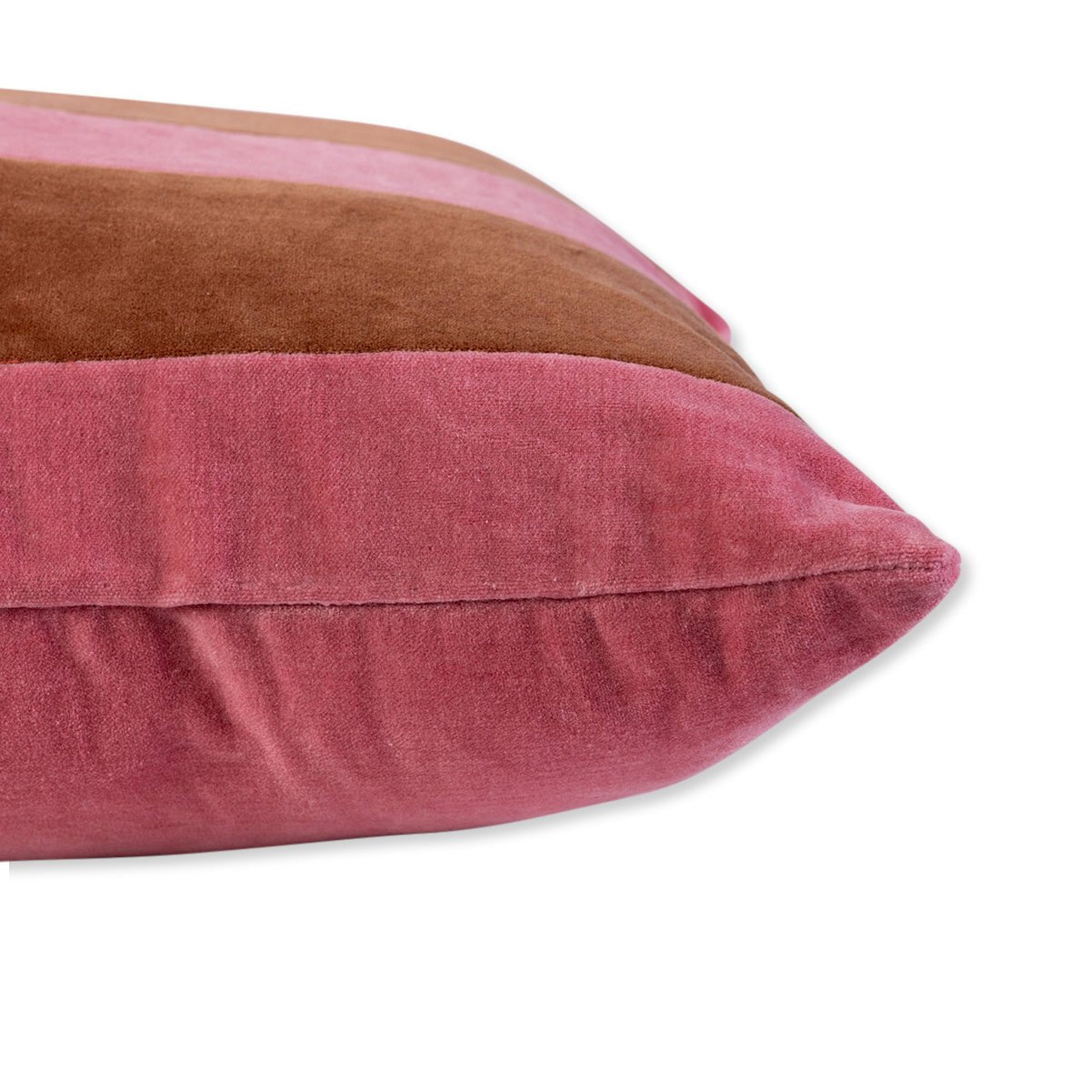 Striped Velvet Lumbar Pillow | Light Pink + Rust - Throw Pillows - Furbish Studio - The Grove