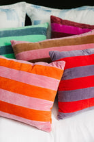 Striped Velvet Lumbar Pillow | Lilac + Cherry - Throw Pillows - Furbish Studio - The Grove