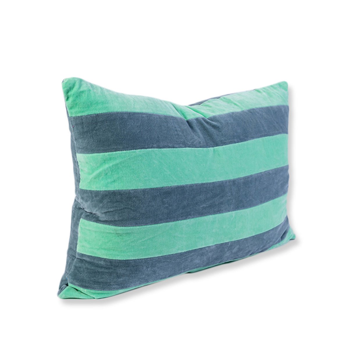 Striped Velvet Lumbar Pillow | Mint + Aqua - Throw Pillows - Furbish Studio - The Grove