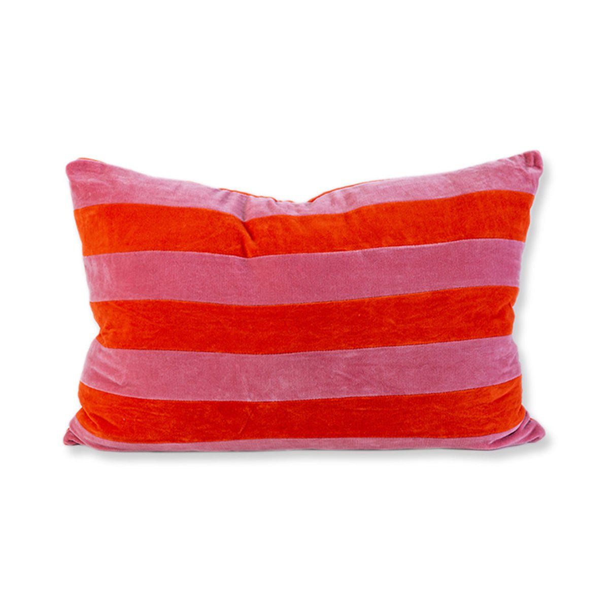 Striped Velvet Lumbar Pillow | Pink + Orange - Throw Pillows - Furbish Studio - The Grove