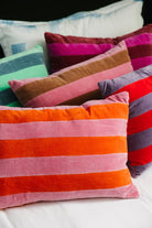 Striped Velvet Lumbar Pillow | Pink + Orange - Throw Pillows - Furbish Studio - The Grove