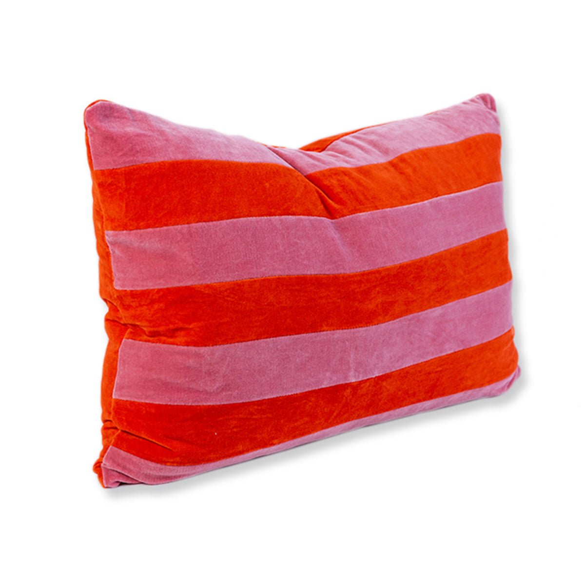 Striped Velvet Lumbar Pillow | Pink + Orange - Throw Pillows - Furbish Studio - The Grove