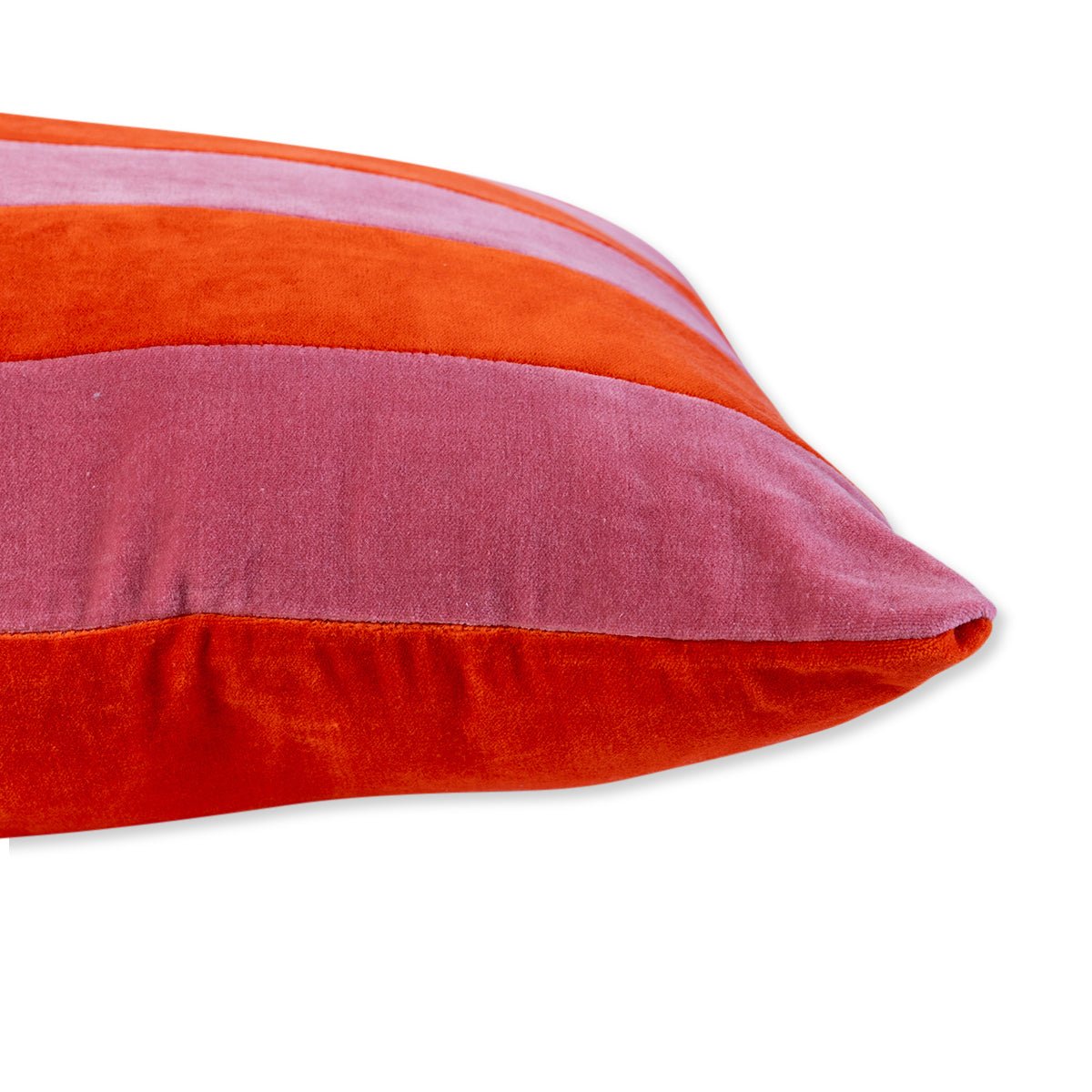 Striped Velvet Lumbar Pillow | Pink + Orange - Throw Pillows - Furbish Studio - The Grove