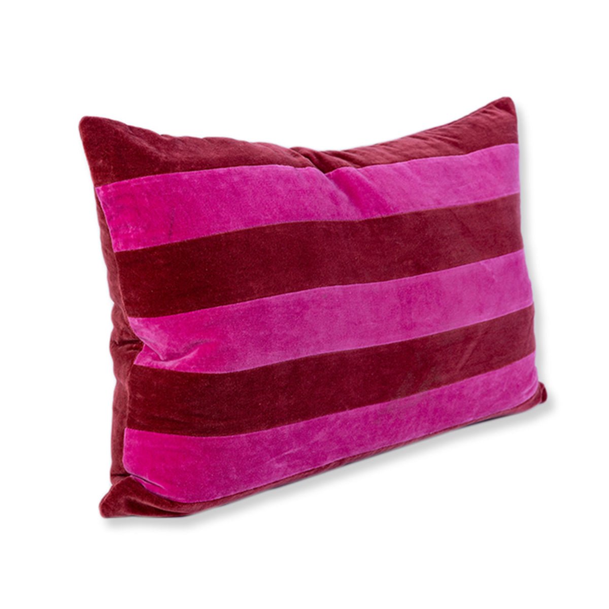 Striped Velvet Lumbar Pillow | Wine + Hot Pink - Throw Pillows - Furbish Studio - The Grove