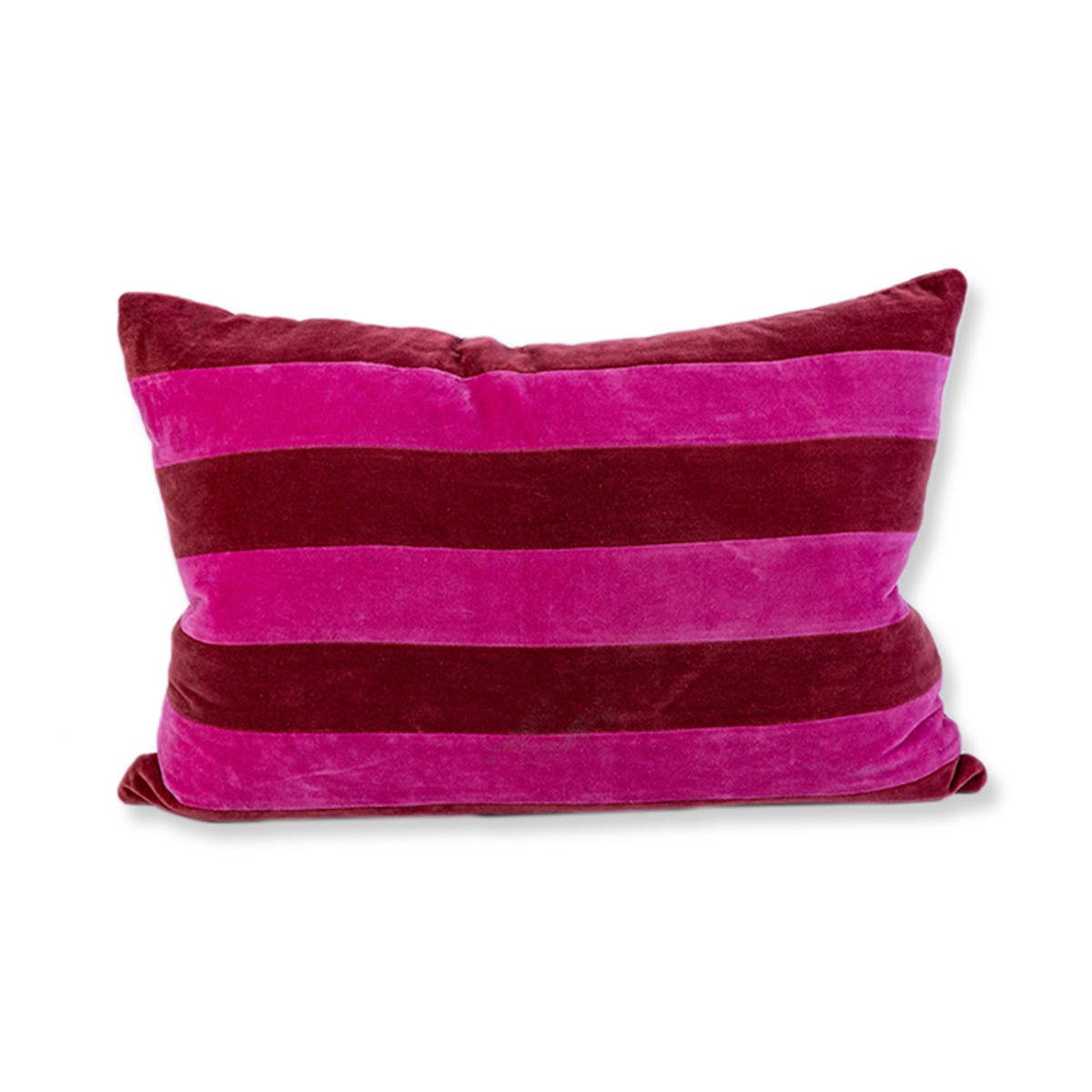 Striped Velvet Lumbar Pillow | Wine + Hot Pink - Throw Pillows - Furbish Studio - The Grove