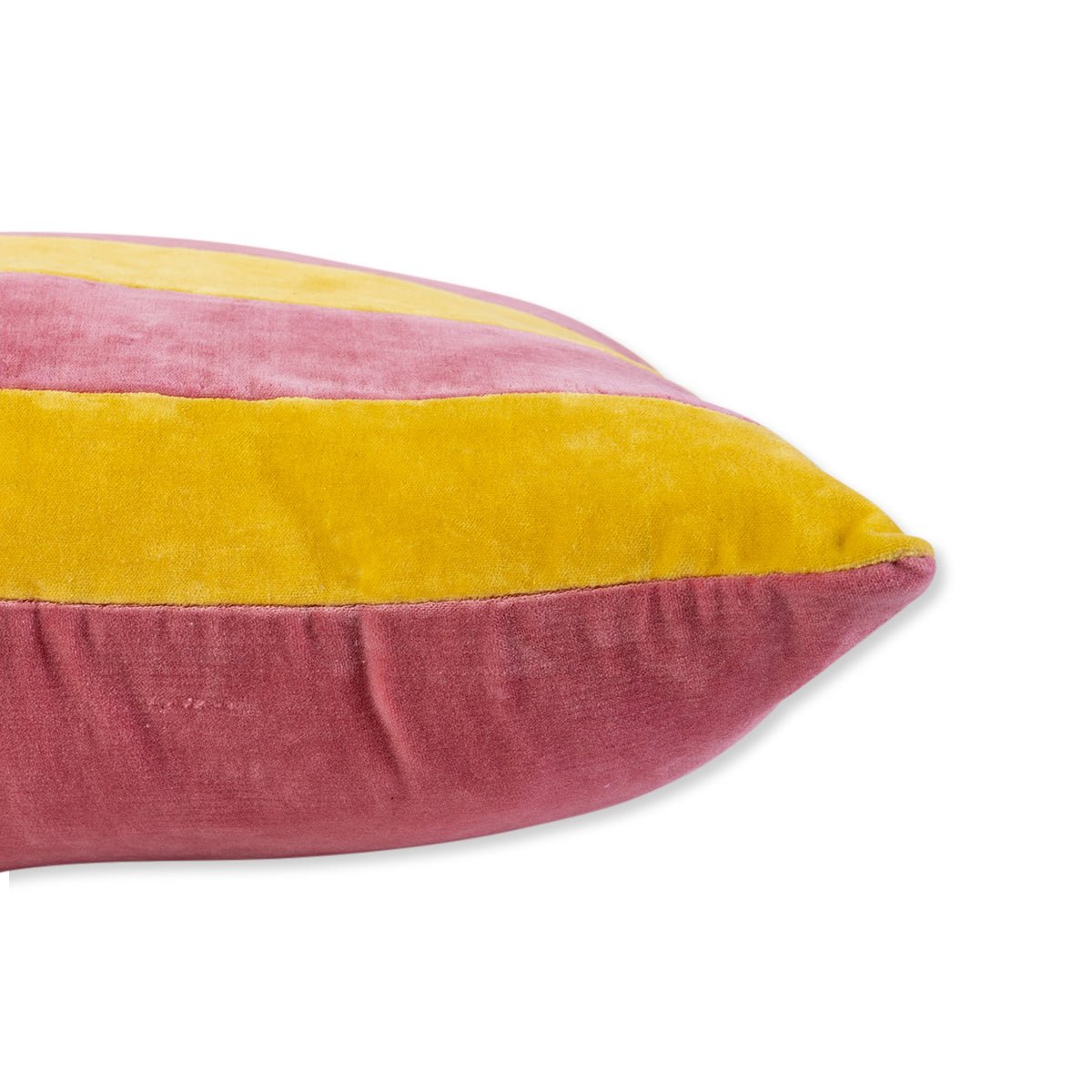 Striped Velvet Lumbar Pillow | Yellow + Light Pink - Throw Pillows - Furbish Studio - The Grove