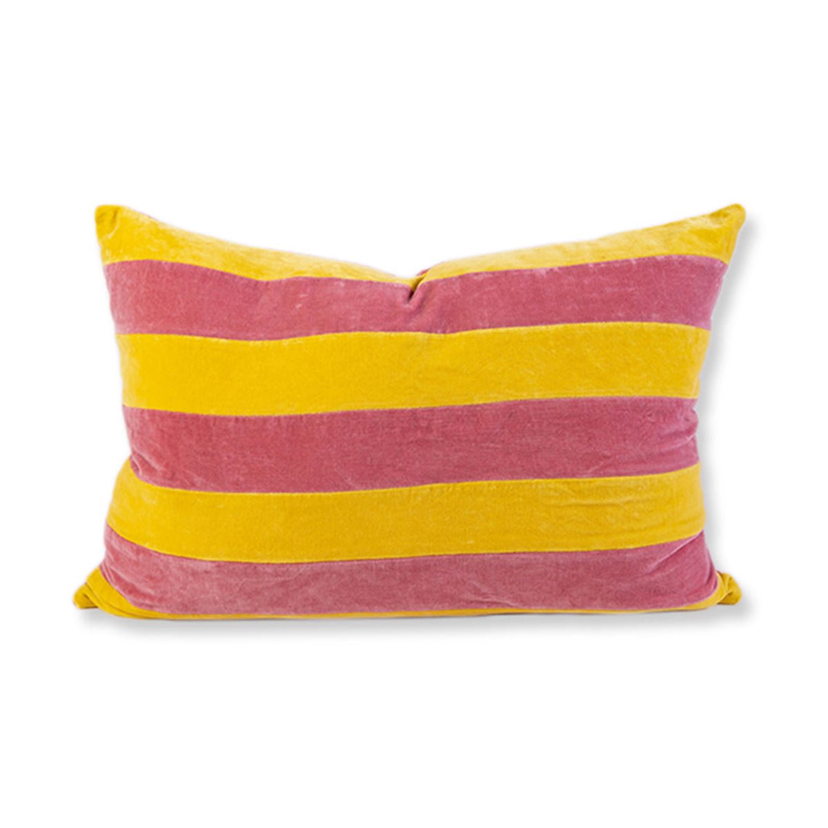 Striped Velvet Lumbar Pillow | Yellow + Light Pink - Throw Pillows - Furbish Studio - The Grove