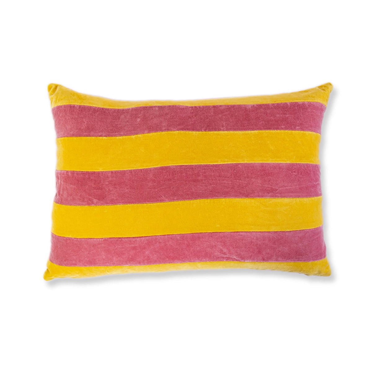 Striped Velvet Lumbar Pillow | Yellow + Light Pink - Throw Pillows - Furbish Studio - The Grove