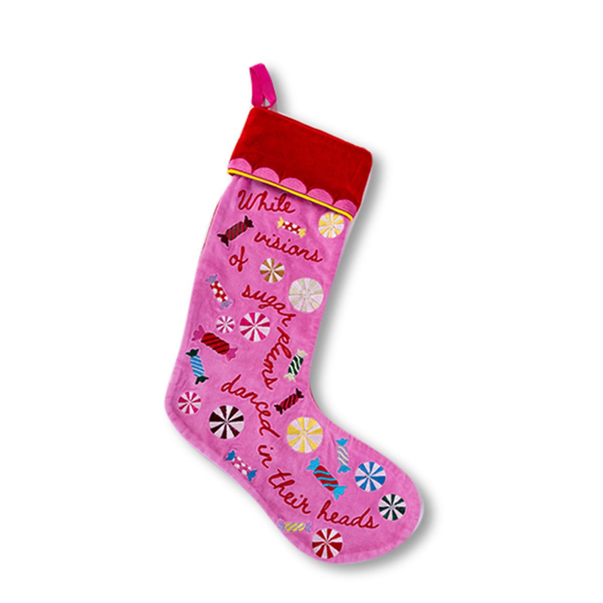 Sugar Plums Embroidered Stocking - Holiday Stockings - Furbish Studio - The Grove