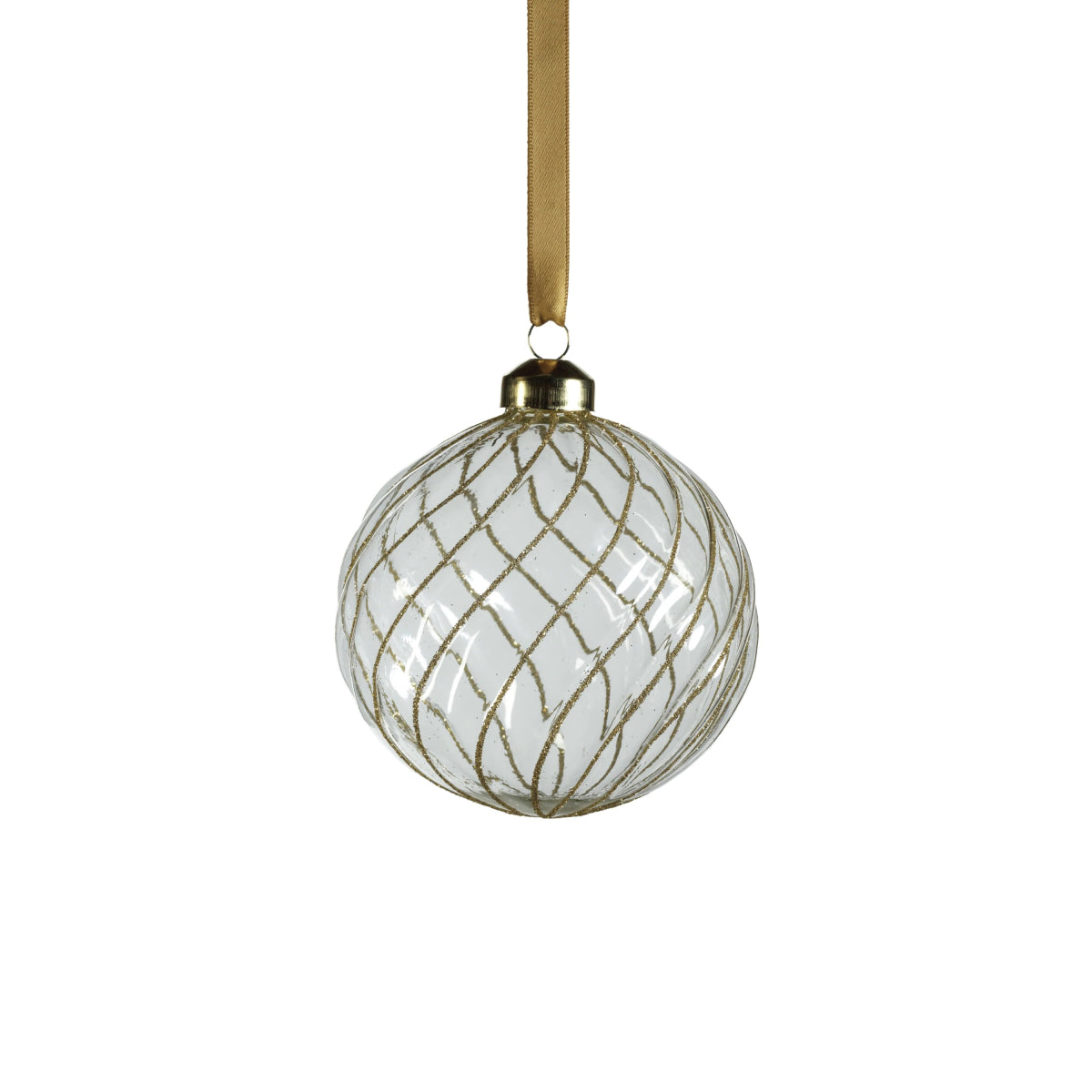 Swirl Glitter Ball Ornament | Clear and Gold - Holiday Ornaments - Zodax - The Grove