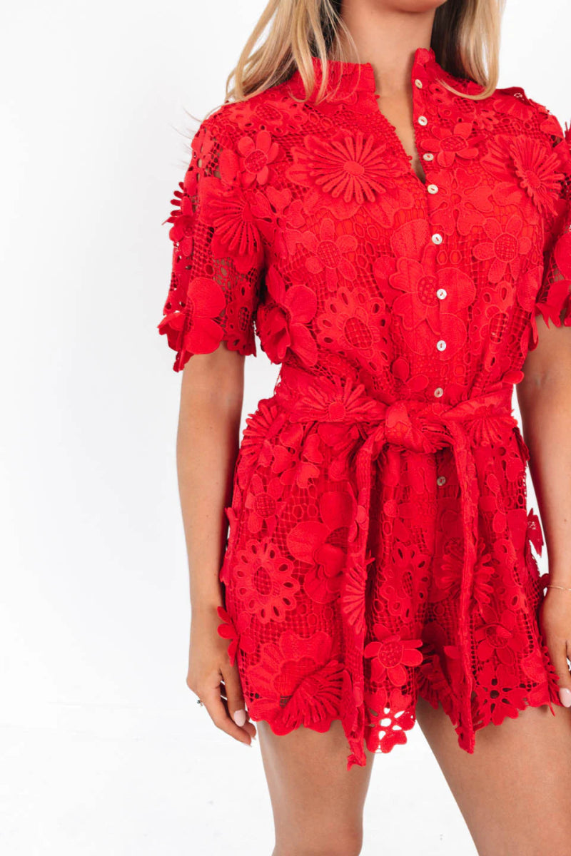 J. Marie Teagan Romper Red S