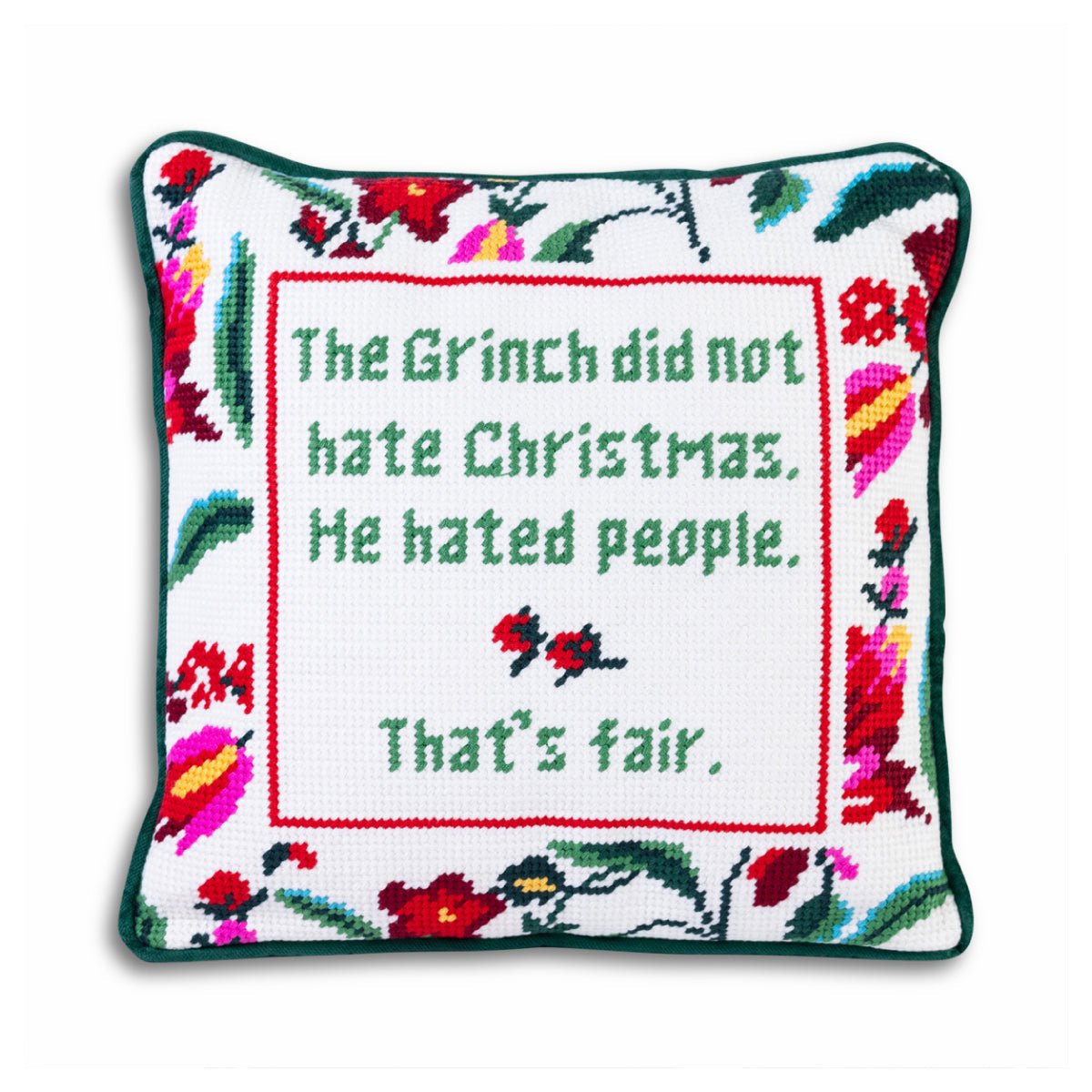 The Grinch Needlepoint Pillow - Throw Pillows - Furbish Studio - The Grove