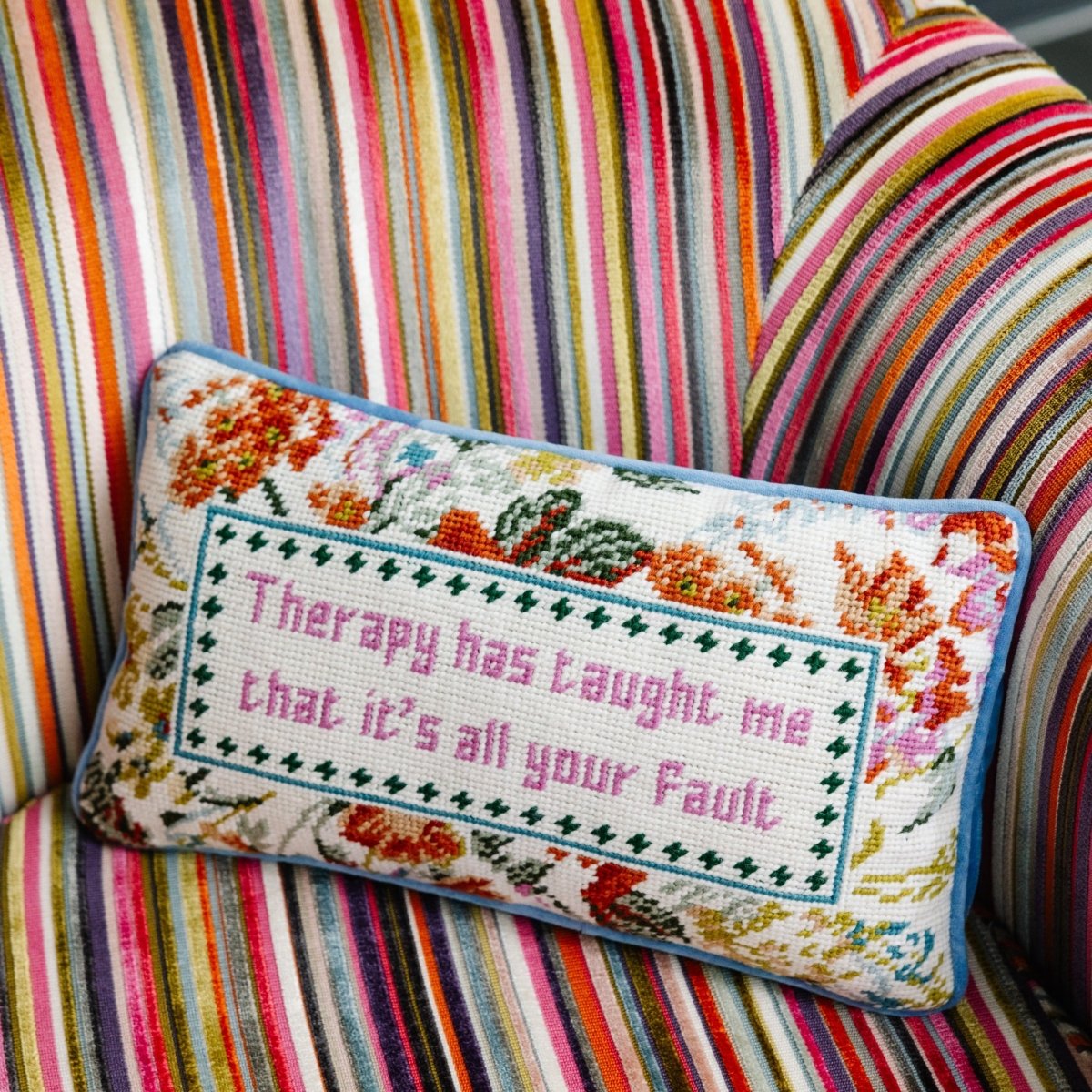 Therapy Needlepoint Pillow - Throw Pillows - Furbish Studio - The Grove