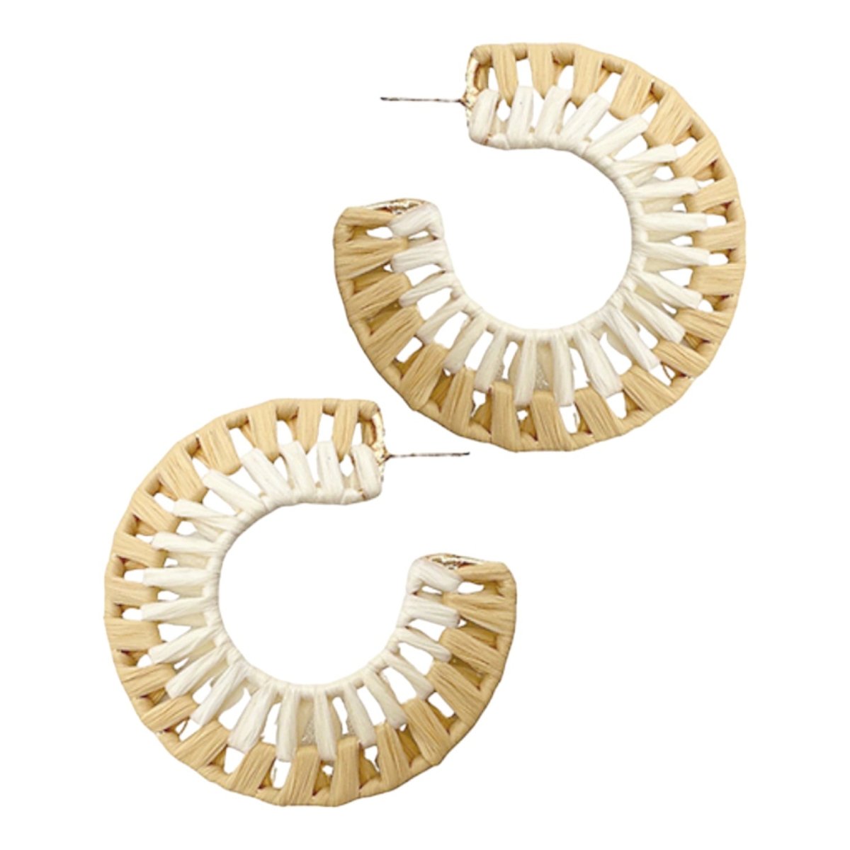 Tilly Two-Tone Wrapped Raffia Hoop Earrings | Ivory-Earrings-Twist-The Grove