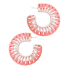 Tilly Two-Tone Wrapped Raffia Hoop Earrings | Pink-Earrings-Twist-The Grove