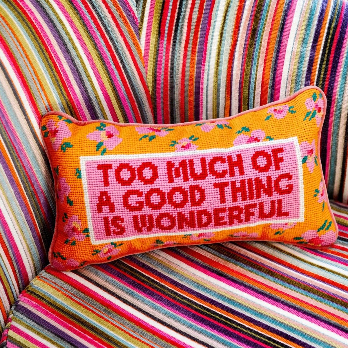 Too Much Needlepoint Pillow - Throw Pillows - Furbish Studio - The Grove