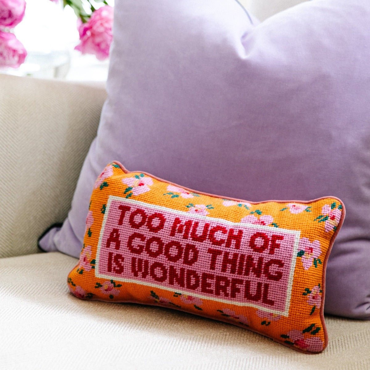 Too Much Needlepoint Pillow - Throw Pillows - Furbish Studio - The Grove