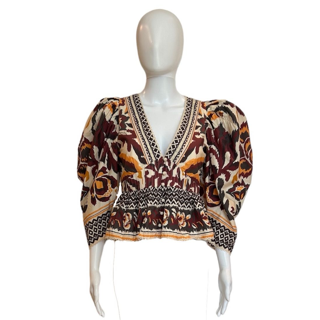 Toucans Scarf Puffed Sleeve Blouse - Shirts & Tops - FARM Rio - The Grove