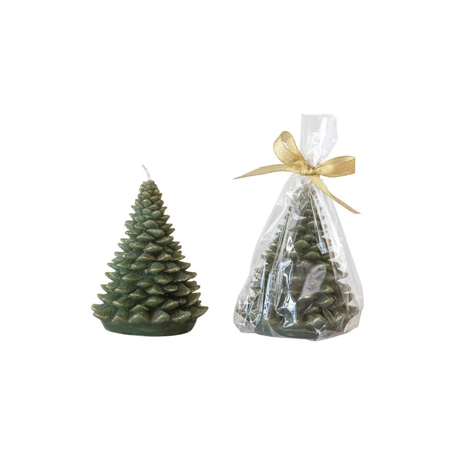 Tree Shaped Candle with Gold Tips | Small - Candles - Creative Co - Op - The Grove