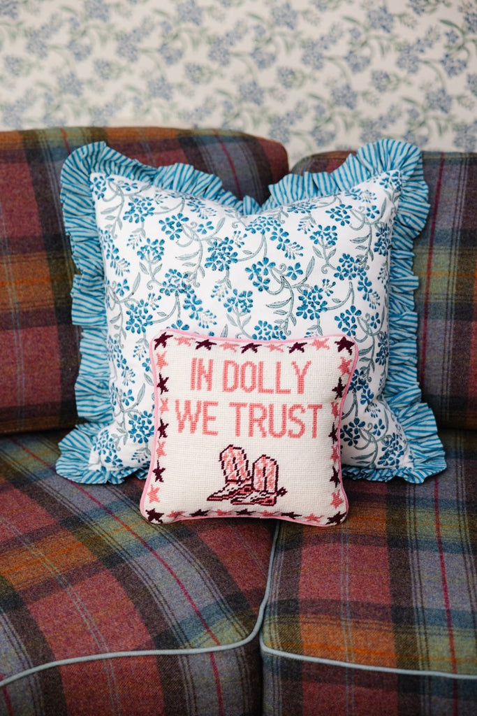 Trust Dolly Needlepoint Pillow-Throw Pillows-Furbish Studio-The Grove