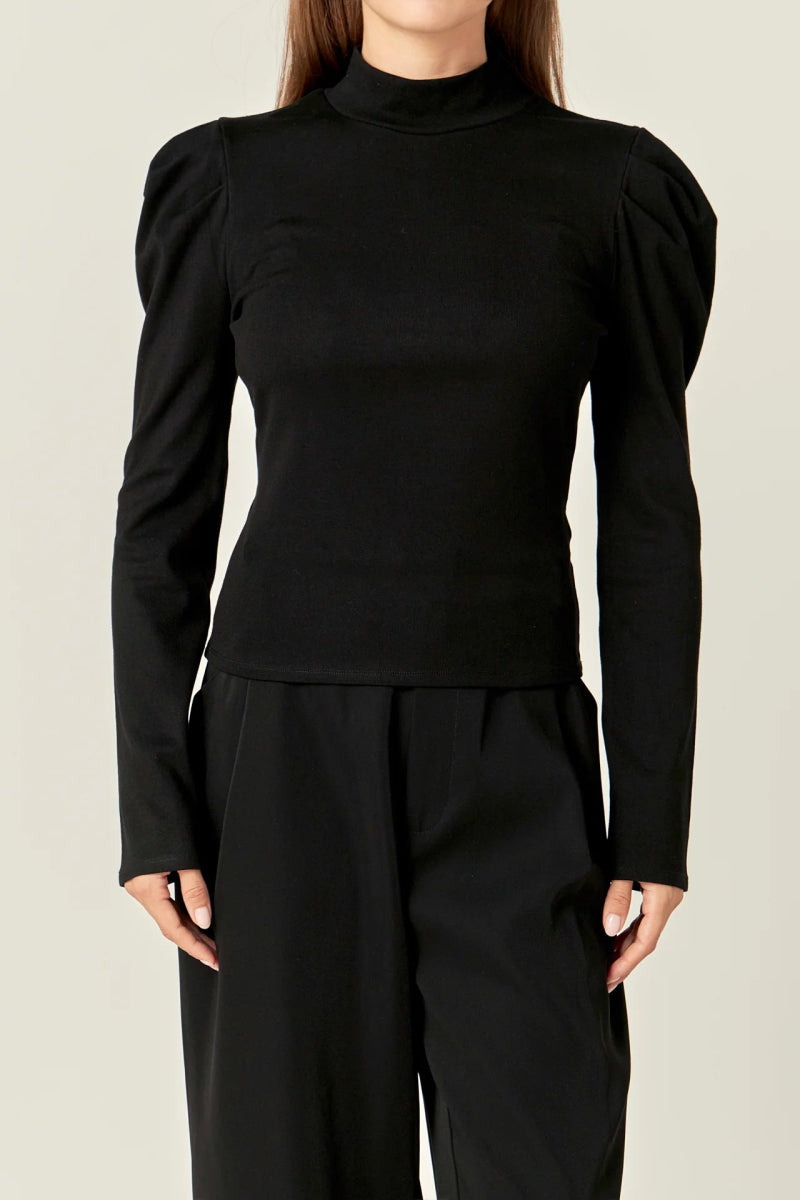 Turtleneck Rib Top | Black - Sweaters - English Factory - The Grove