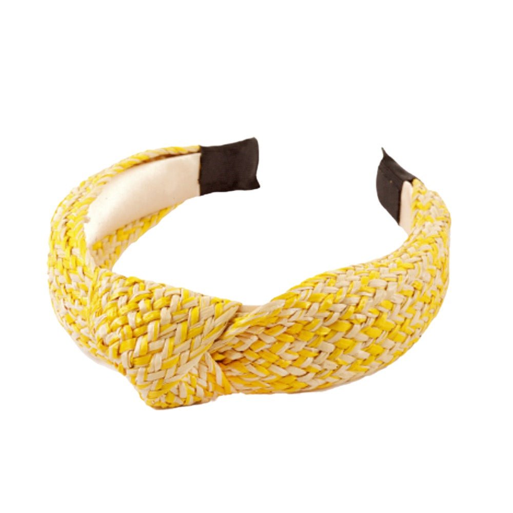 Two Tone Knotted Rattan Headband | Yellow-Headbands-Twist-The Grove