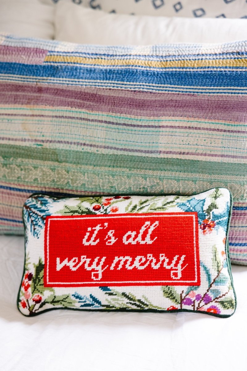 Very Merry Needlepoint Pillow - Throw Pillows - Furbish Studio - The Grove