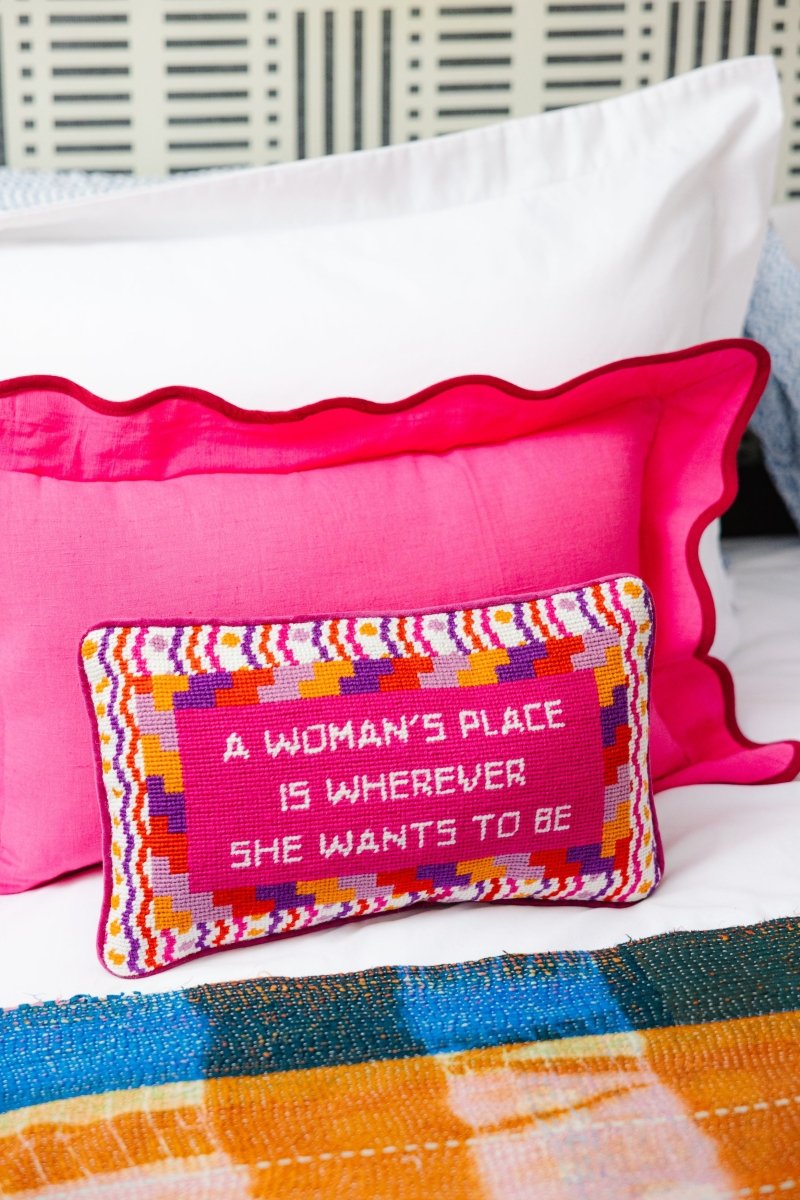 Wherever She Wants Needlepoint Pillow - Throw Pillows - Furbish Studio - The Grove