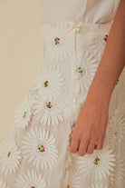 White Daisy 3D Flower Embroidered Maxi Skirt - Skirts - FARM Rio - The Grove