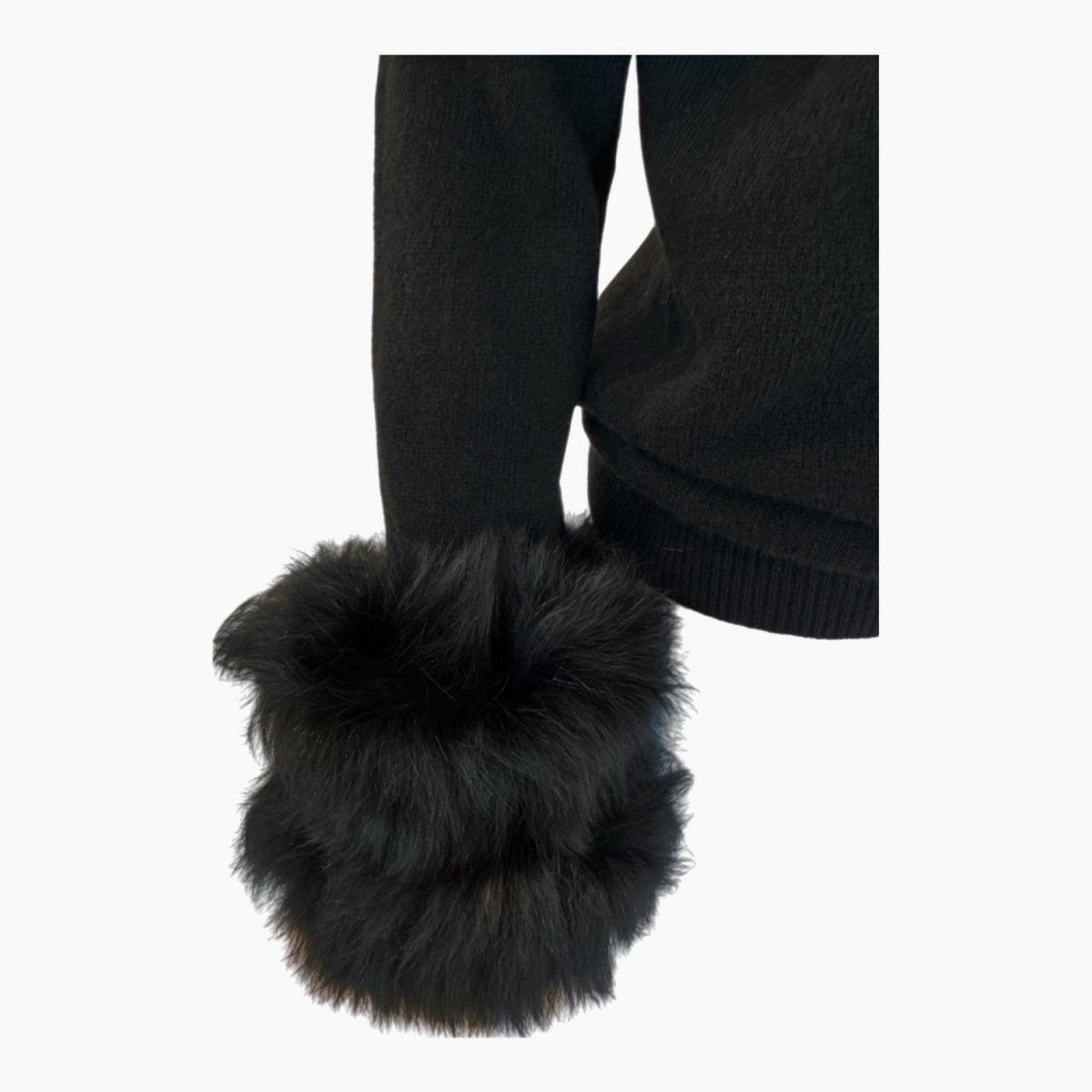 Whitney Wool & Fox Fur Sweater | Black - Sweaters - Twist - The Grove