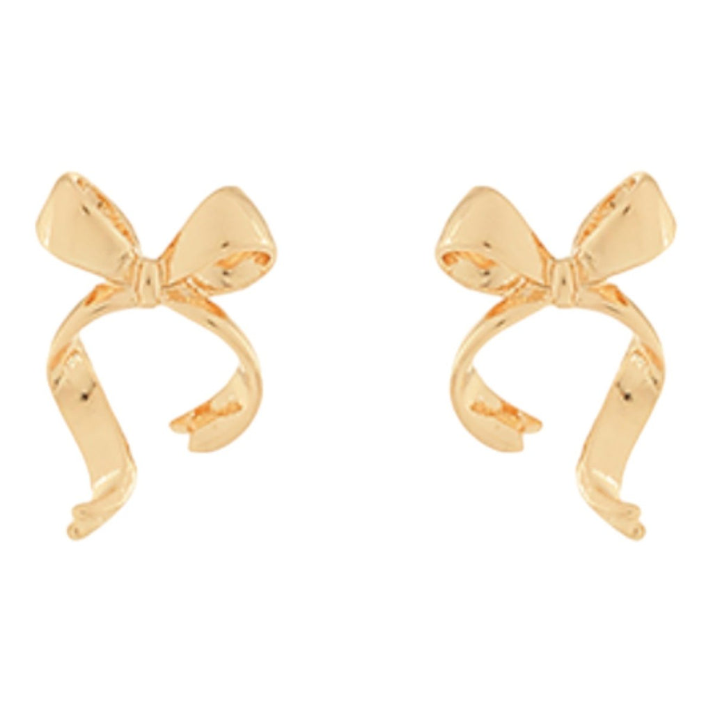 Willa Wavy Tail Bow Earrings | Gold-Earrings-Twist-The Grove