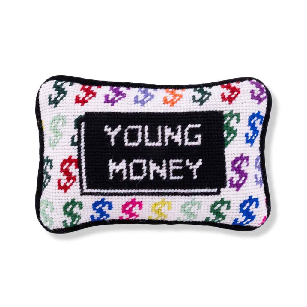 Young Money Mini Needlepoint Pillow-Throw Pillows-Furbish Studio-The Grove