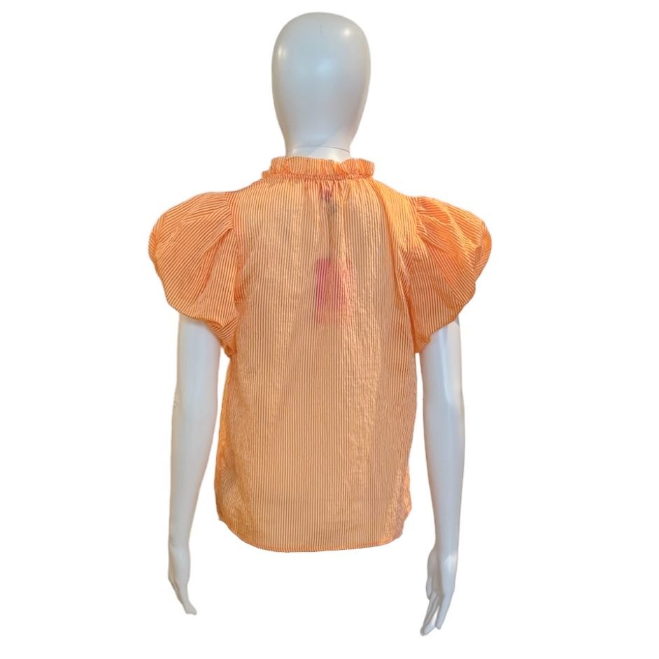Abby Top | Orange Seersucker-Shirts & Tops-THML-The Grove