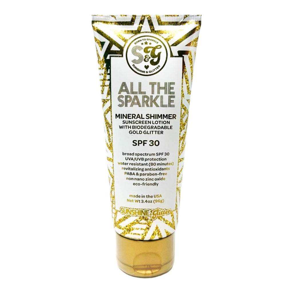 ALL THE SPARKLE Mineral Shimmer Sunscreen with Biodegradable Glitter SPF 30-Sunscreen-Sunshine & Glitter-The Grove