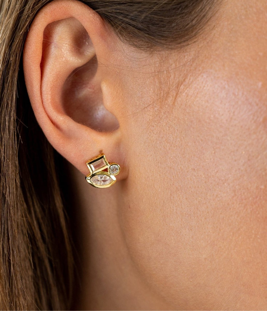 Amber Stud Earrings-Earrings-Sahira Jewelry Design-The Grove