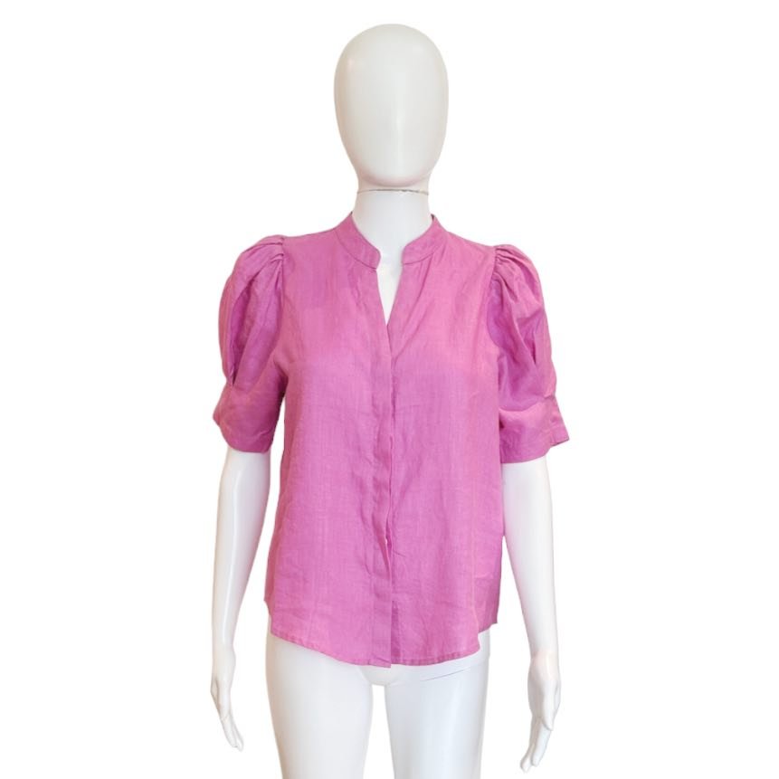 Athina Linen Shirt | Petunia Pink-Shirts & Tops-Lanhtropy-The Grove