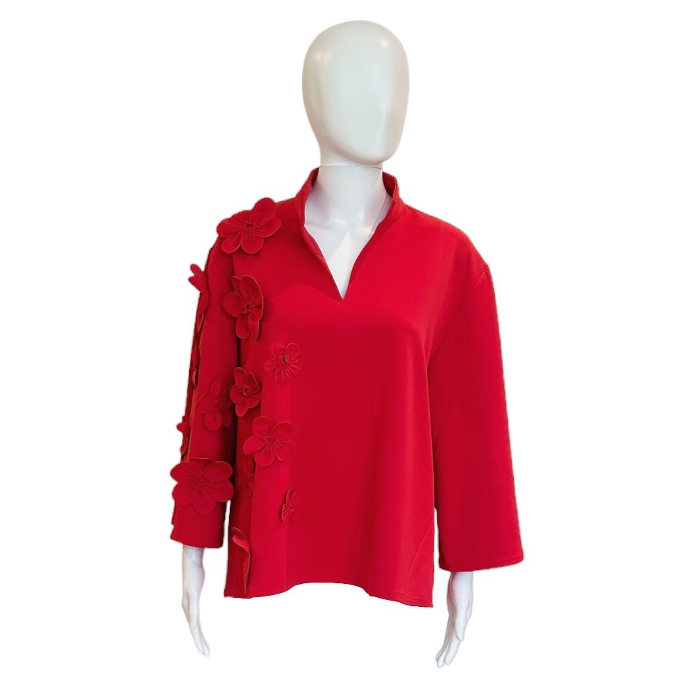 Audrey Top | Red-Shirts & Tops-Caryn Lawn-The Grove