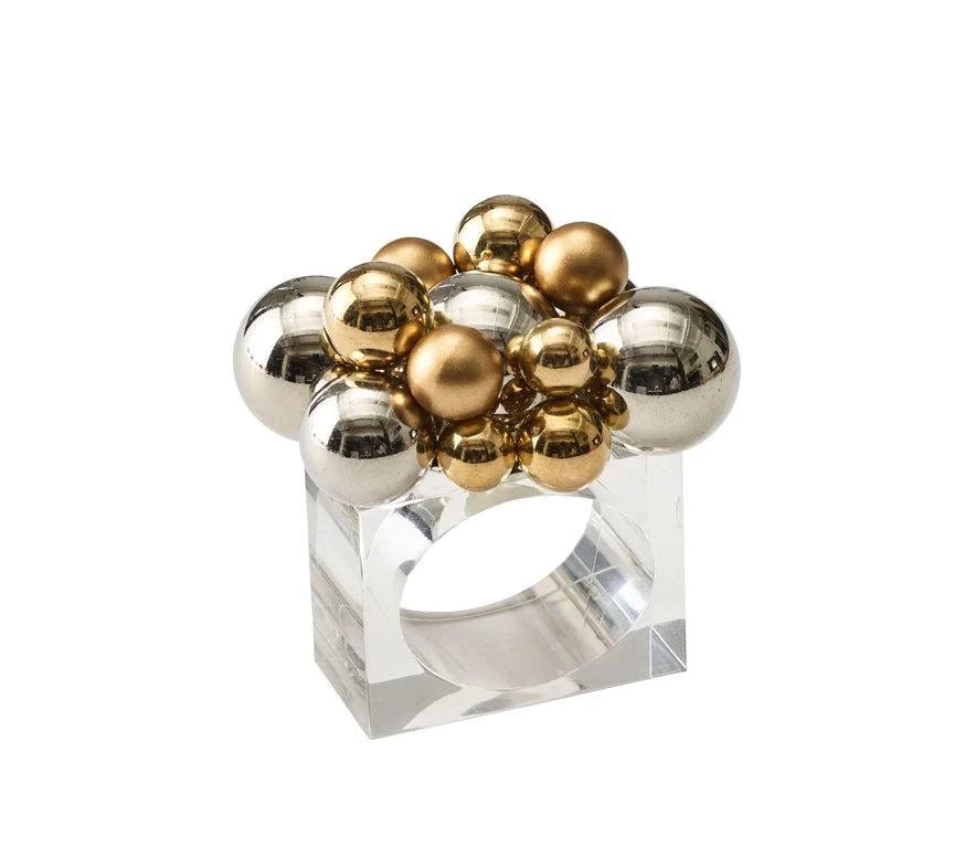 Bauble Napkin Ring in Gold & Silver-Napkin Rings-Clementine WP-The Grove