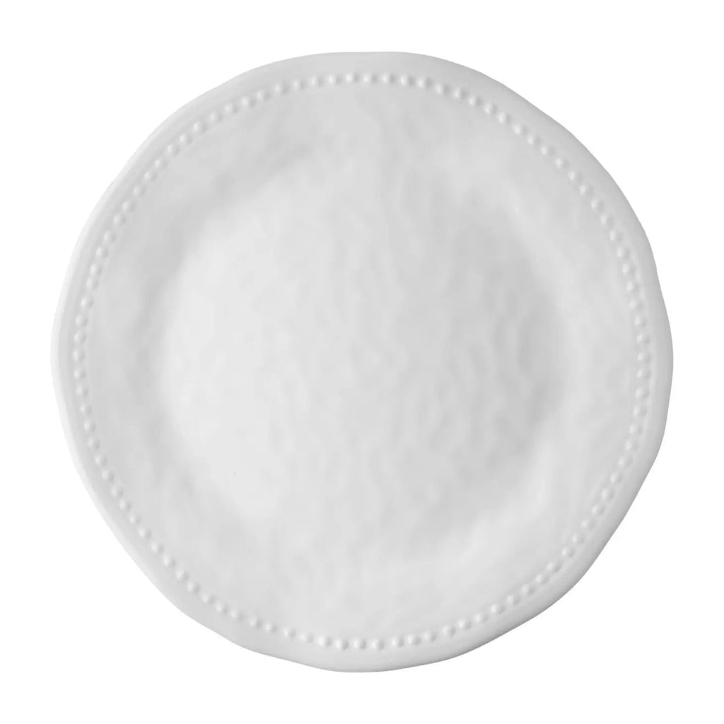 Beaded Melamine Dinner Plate | White-Melamine Plate-Clementine WP-The Grove