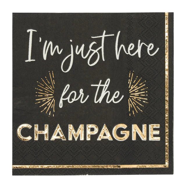 Beverage Napkins | I'm Just Here For The Champagne-Paper Cocktail Napkins-Clementine WP-The Grove
