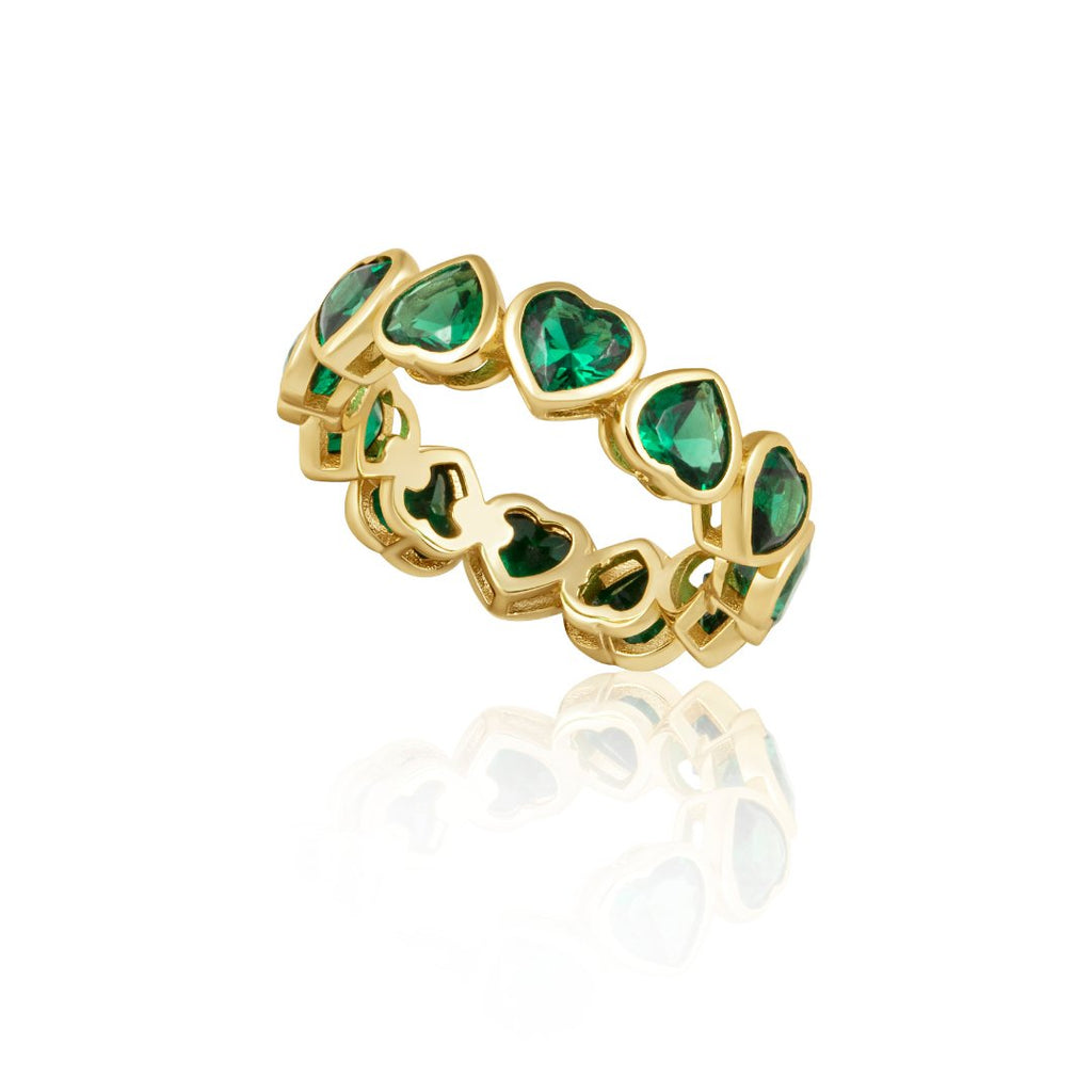 Bezel Heart Ring Emerald-Rings-Sahira Jewelry Design-The Grove