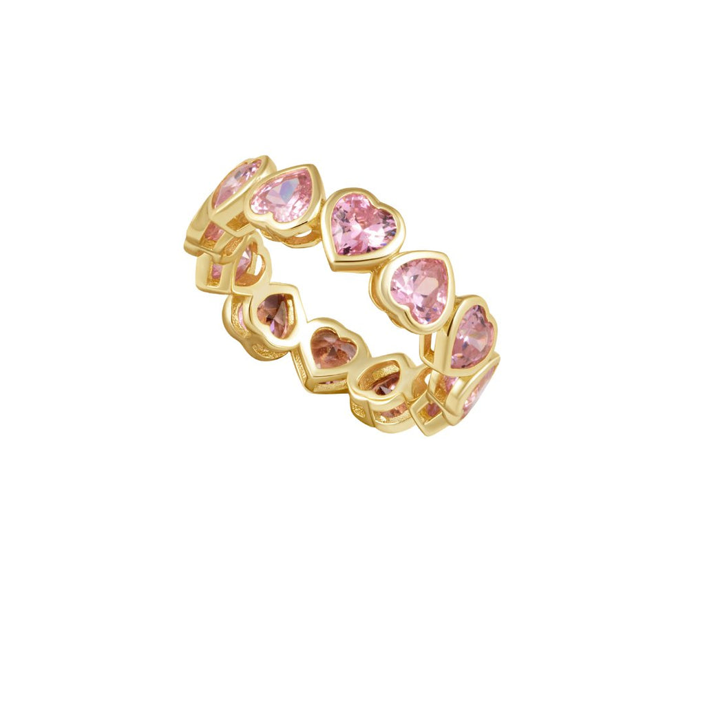 Bezel Heart Ring Pink-Rings-Sahira Jewelry Design-The Grove
