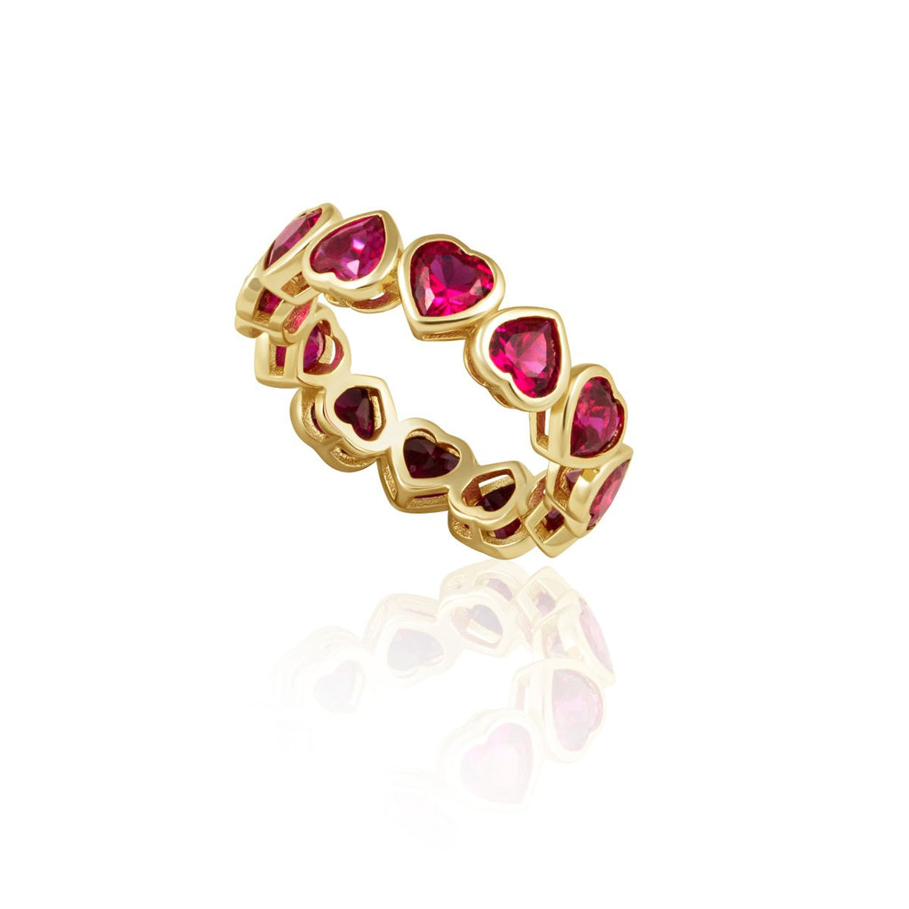 Bezel Heart Ring Ruby Red-Rings-Sahira Jewelry Design-The Grove