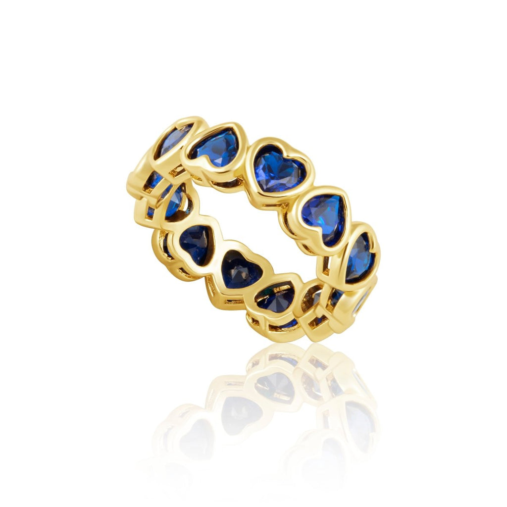 Bezel Heart Ring Sapphire-Rings-Sahira Jewelry Design-The Grove